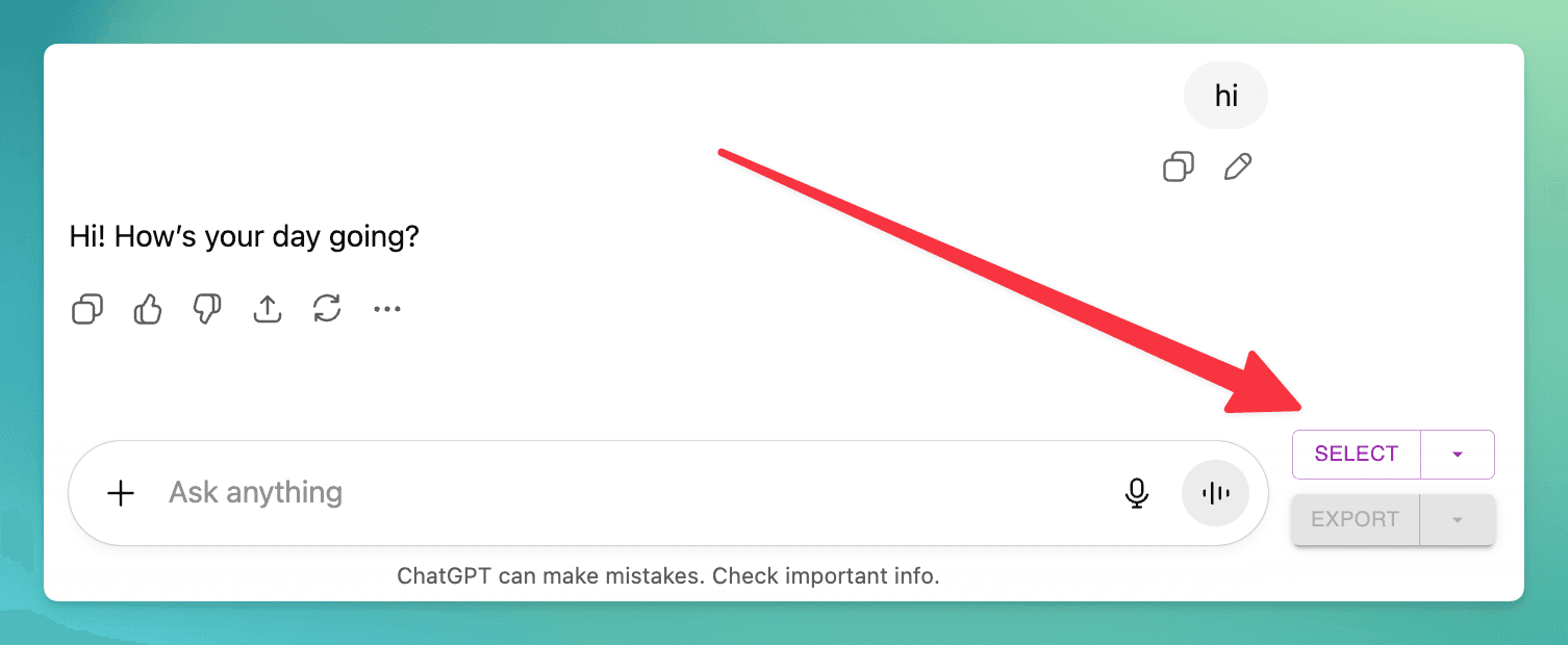 ChatGPT with Export Buttons