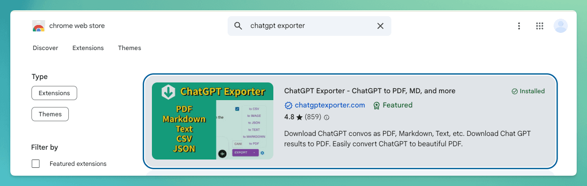 Chrome Web Store Search