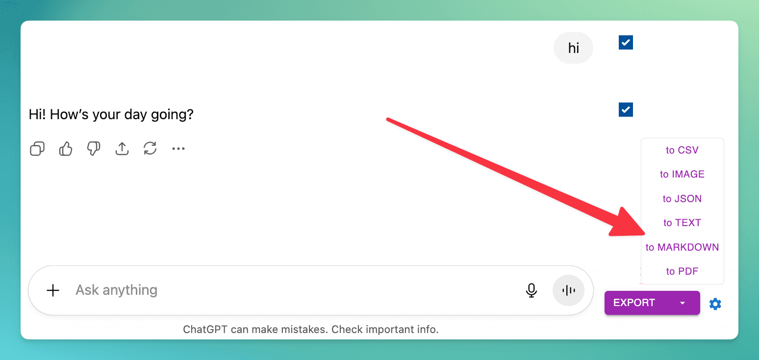 Opciones de Formato de Exportación