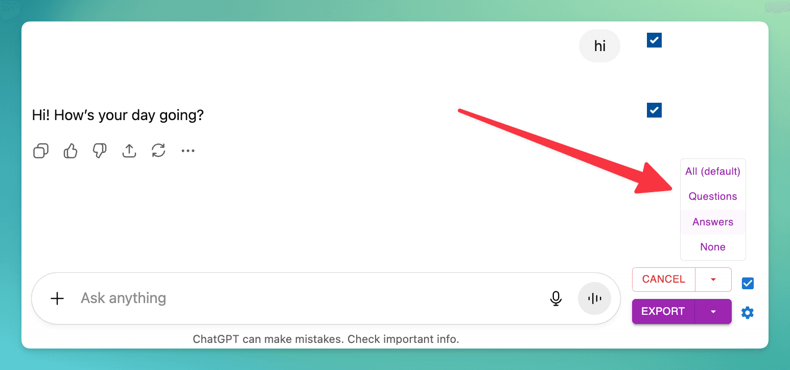 Message Selection Options